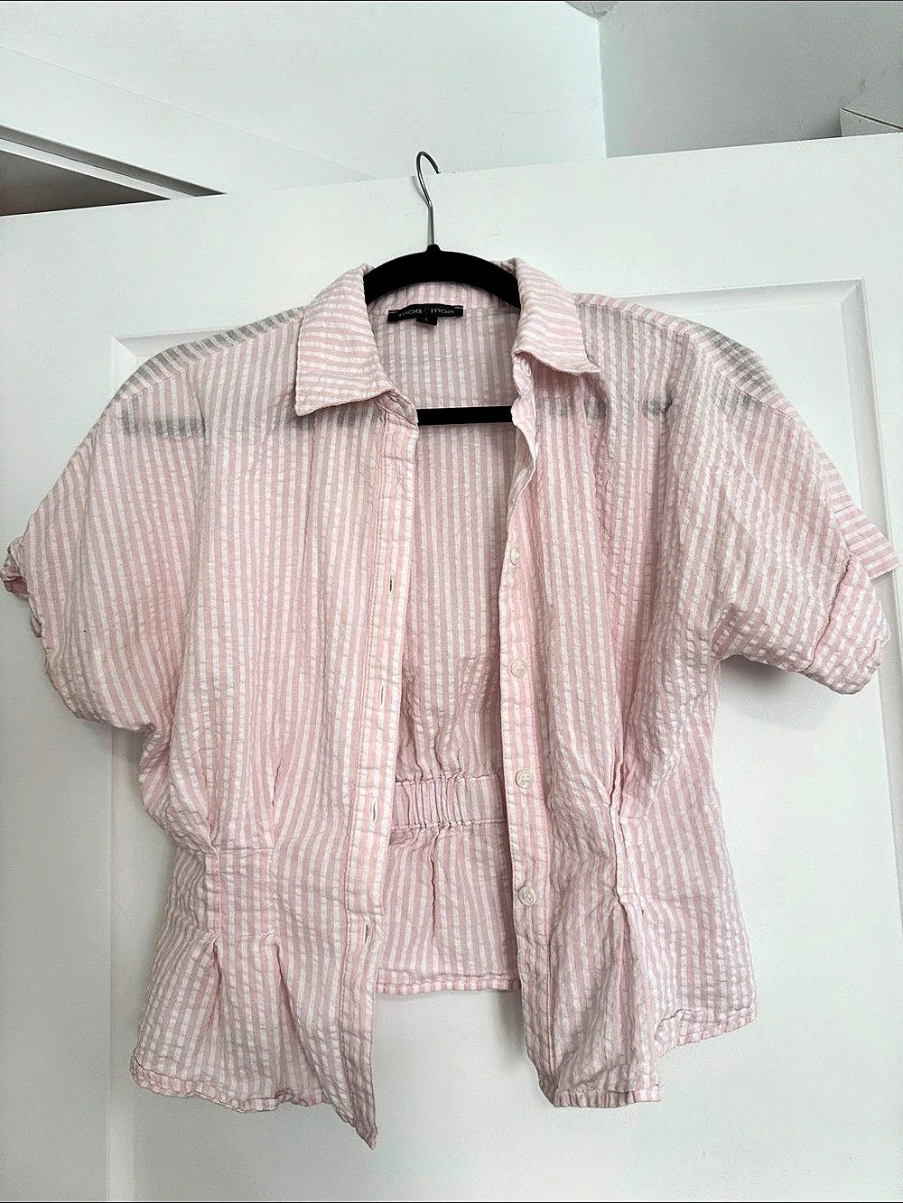 Pink & White Striped Romper Like New